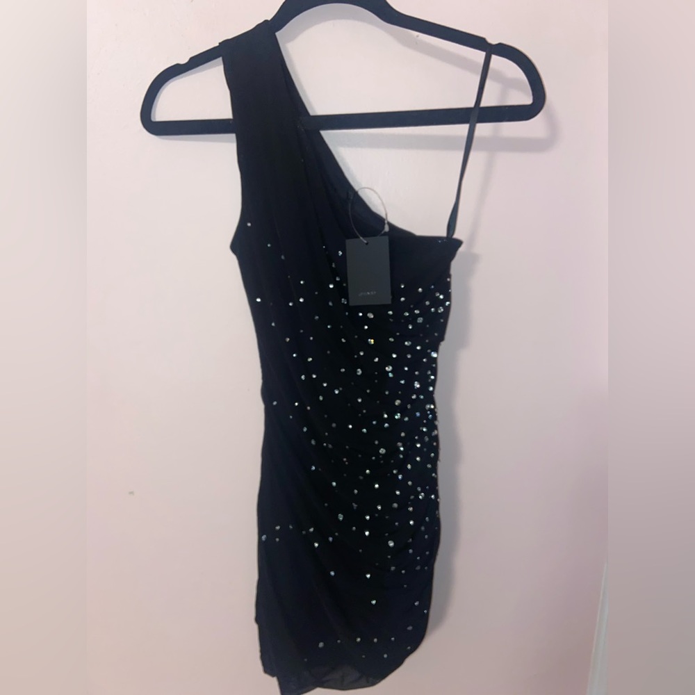 Revolve NBD Rhinestone Black Mini Dress